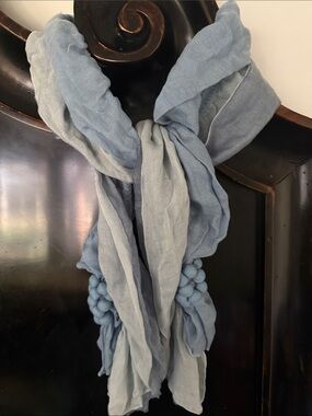 Anthropologie linen Light Blue Knotted Scarf Necklace